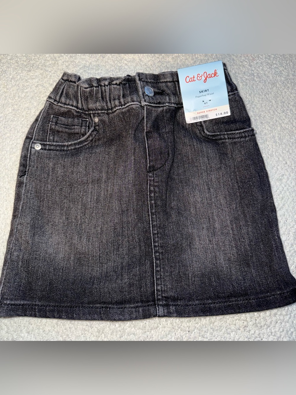 Cat & Jack Black Denim-Look Girls Skirt